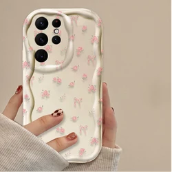 Elegant Clear Floral Wave Case - Simple Rose Design for S24 Ultra (White)