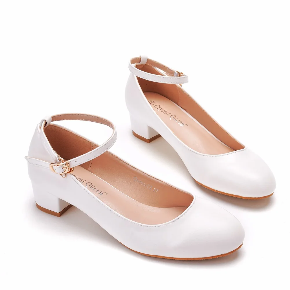 Spring Autumn Wedding Shoes Female White Wedding Shoes High Heel thick with Bottom Fashion Women's Shoes Shallow High Heels Shoe