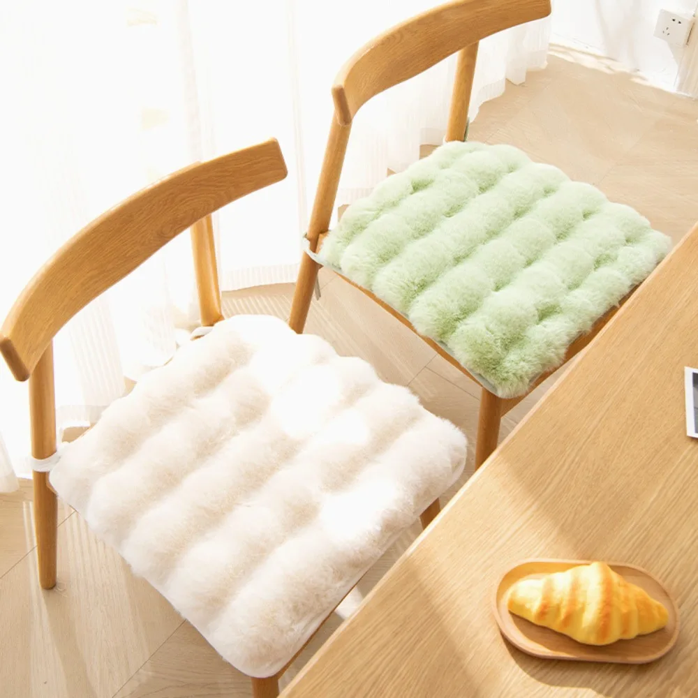 Office Rabbit Chair Seat Thickened Non Slip Winter Chair Pads Square Chair Seat Pads Office