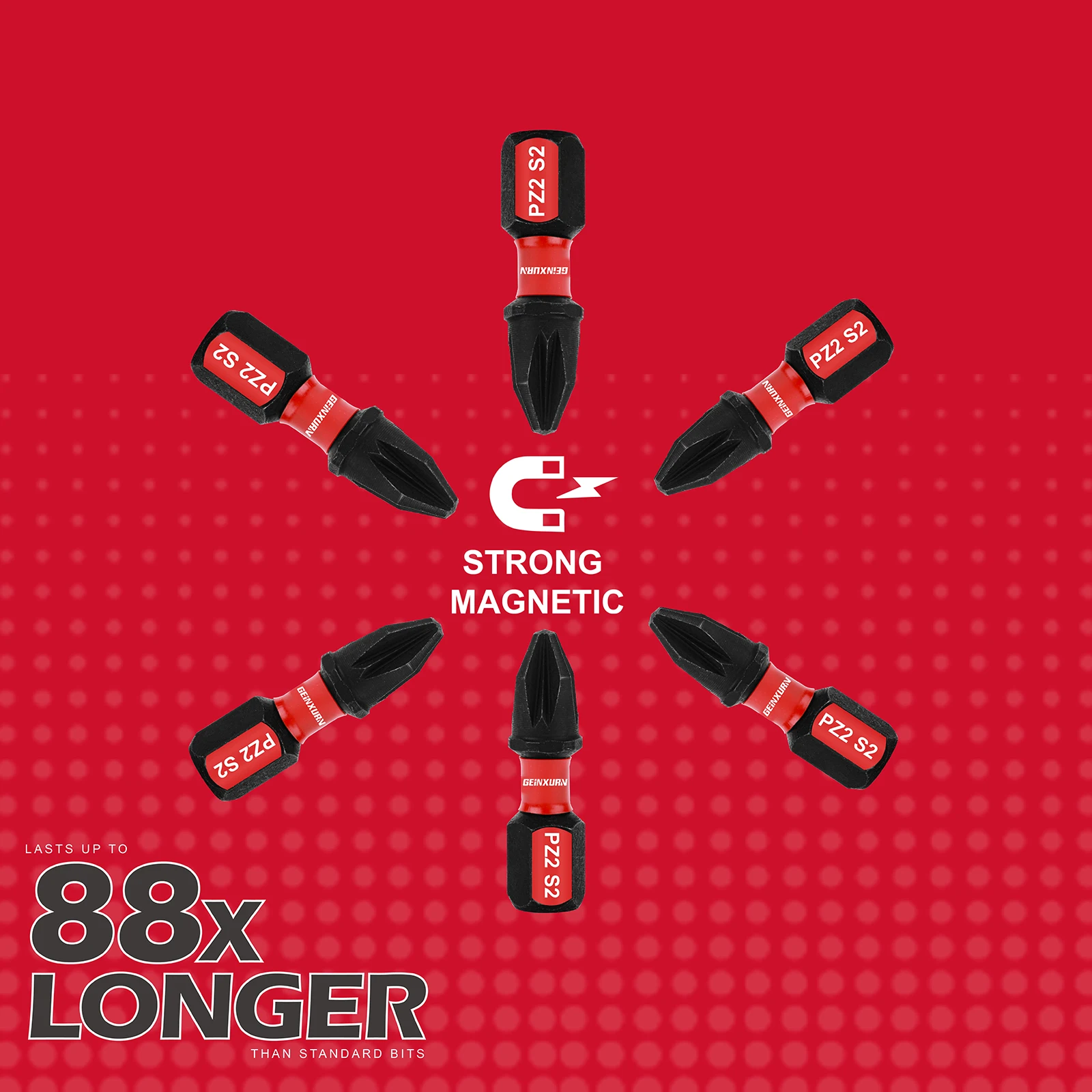 Screwdriver Set Geinxurn 1Inches Pozidriv #2 PZ2 Impact Tough S2 Alloy Steel Screwdriver Bits Set