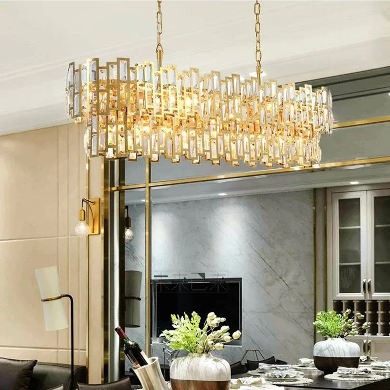 Luxury Modern Crystal Pendant Chandelier Light Dining Room Living Room Interior Decoration Golden Crystal Led Ceiling Chandelier