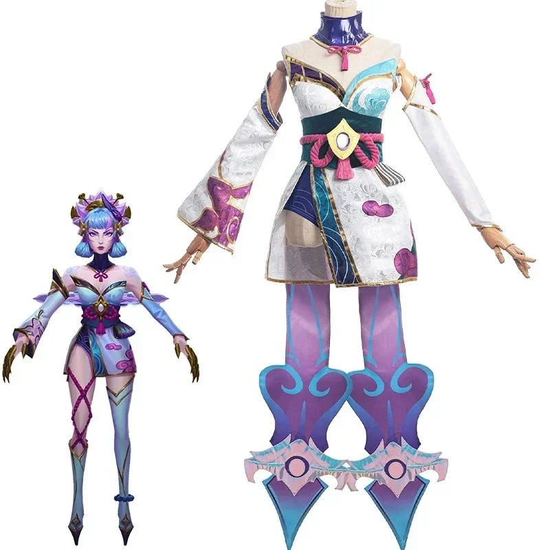 

LOL Spirit Blossom Evelynn Cosplay Costume Game LOL Evelynn Dress Women Kimono Hanfu Full Set with Headwear