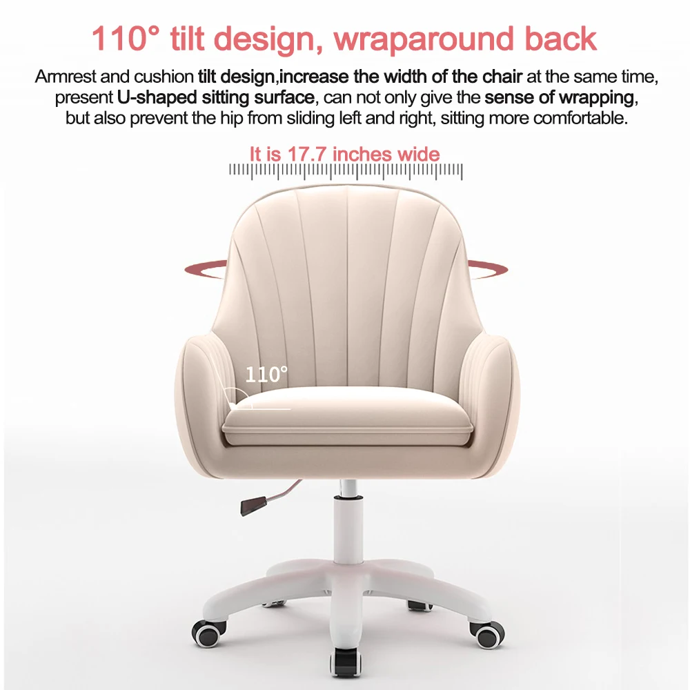 Home Office Chair Computer Chair with Mid-Back Upholstered Modern Tufted Computer Task Chair Swivel Height Adjustable Velvet 6