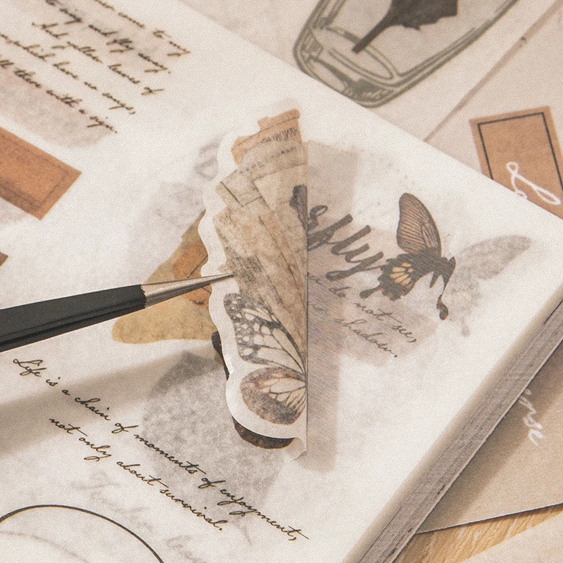 

40 PCS Scrapbooking Creative vintage handbook DIY material decorative stickers sticker base paper 4 options