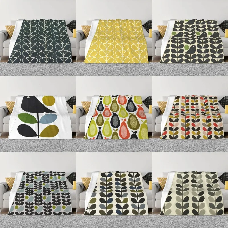 Orla Kiely Linear Stem Grey Coperta Warm Fleece Soft Flanella Coperte Scandinave Per Divano Letto Outdoor Autunno