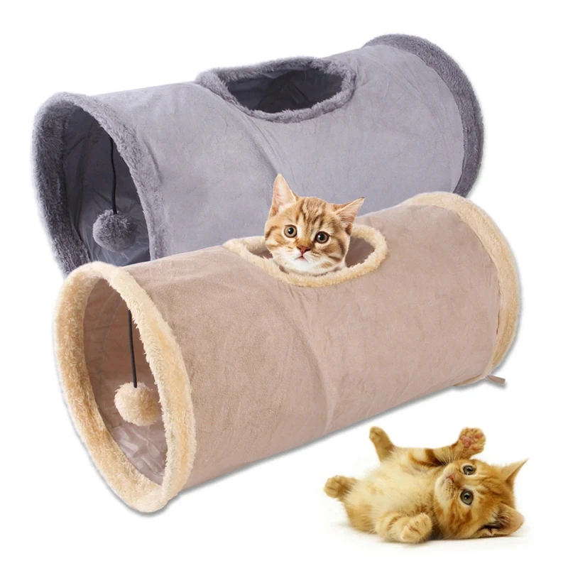 

Collapsible Cat Tunnel Suede Fabric Puppy Rabbit Play Chase Hide Tunnel Tube Indoor for Game Exercising Hiding Training Pet Toys