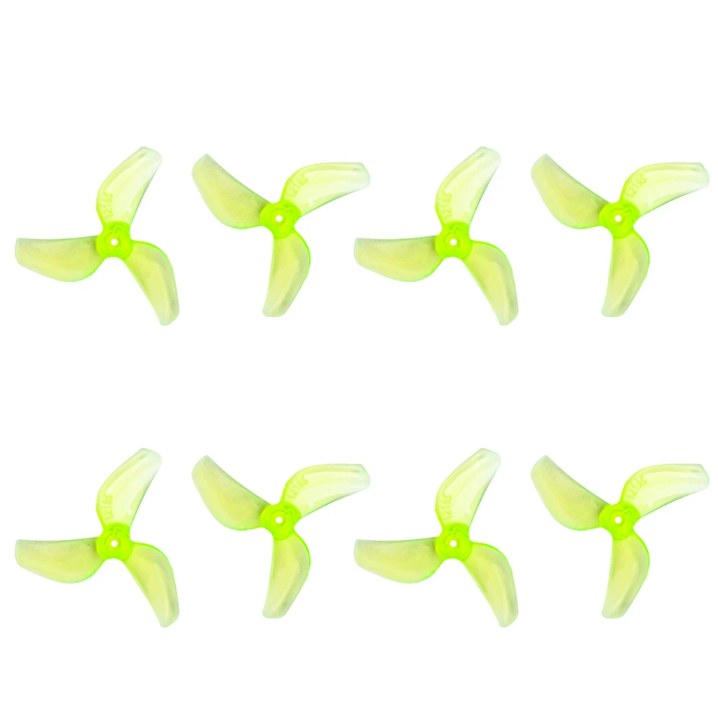 Hélice verte 1mm pour drone FPV micro, posée sur une surface plane.