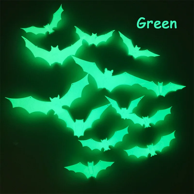 24-Pack 3D Bat LED Decorations - Glowing Halloween Light Stickers For Indoor & Outdoor Decor