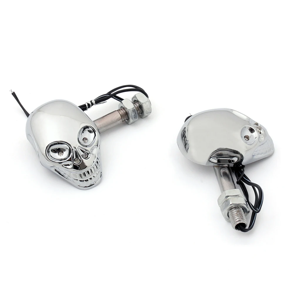 Wow 2 Pcs Silver Skull Led Indicatore Di Direzione Lampeggiante Per Suzuki Boulevard S40 S50 S83...