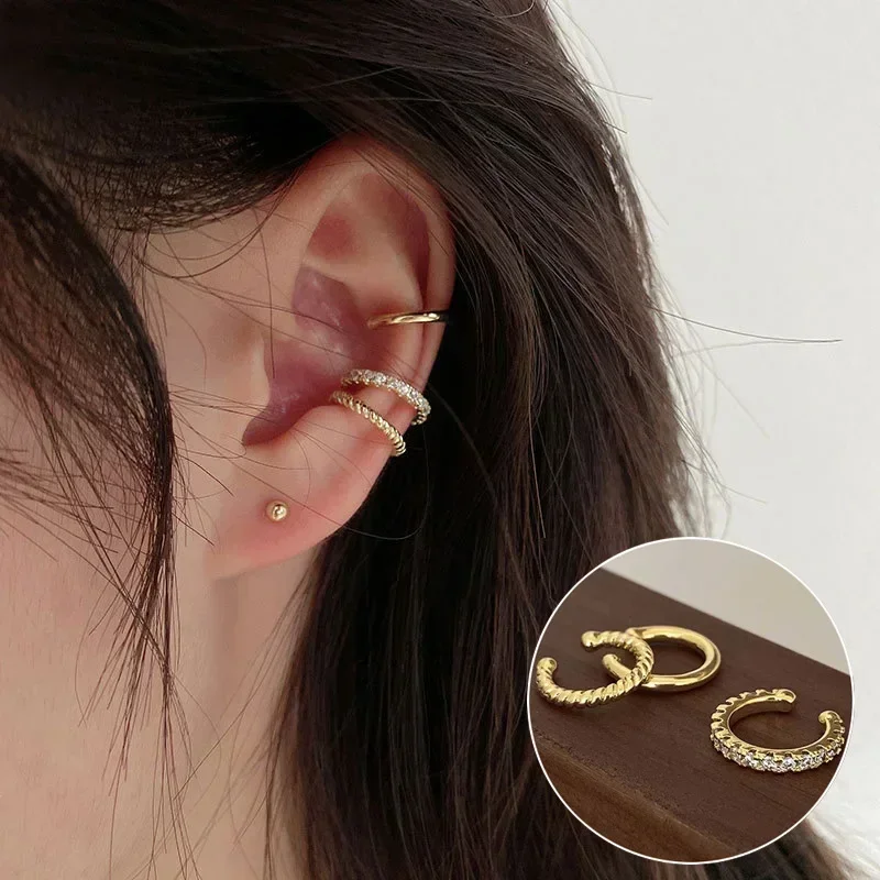 Zircon Cute Clip Earrings Female Buckle Ear Cuff No Piercings Fake Cartilage Ear for Women Fashion Jewelry