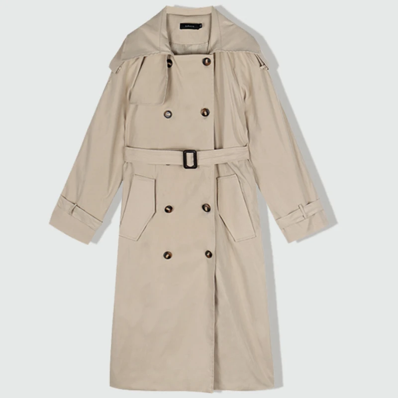 

Khaki Windbreaker Women's Mid-length 2022 New Spring and Autumn Casual All-match Trench Coat Korean Version British Style Lq13