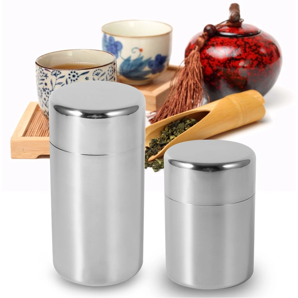 Tea Tin Box Tea Canister Loose Leaf Tea Tin Tea Can Canister Stainless Steel Tins Canister Home Kitchen Canisters for Coffee Sugar Storage