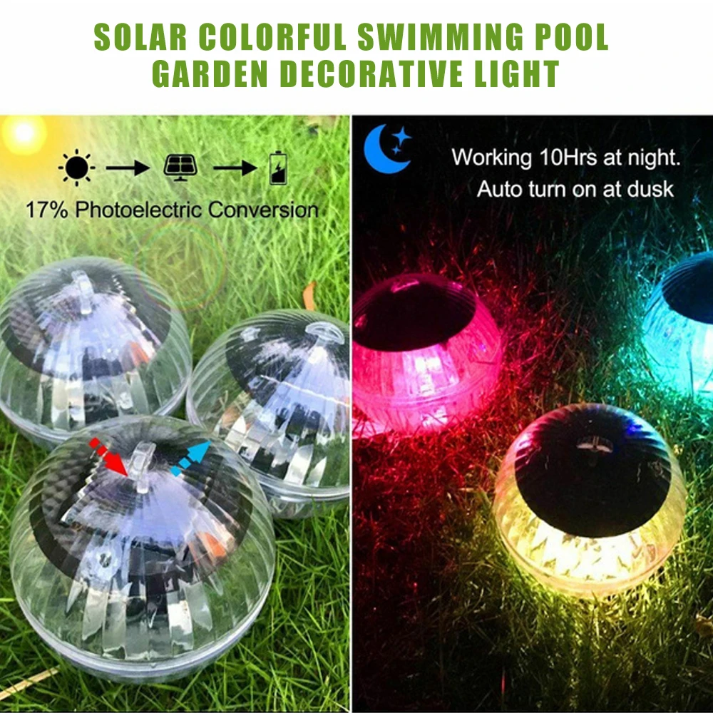 cheap solar lights 1Pcs Solar Powered Outdoor Floating Underwater Ball Lamp Color Changing Swimming Pool Party Night Light For Yard Pond Garden solar security light