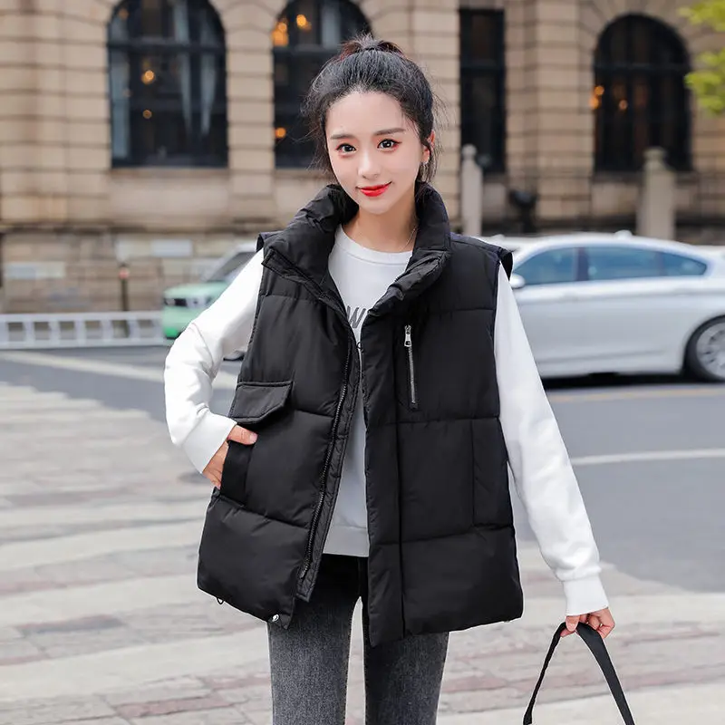 

Autumn Waistcoat Women's Warm Vest New 2023 Vests Women Spring Jacket Short Slim Thick Sleeveless Coat Female Clothing Black