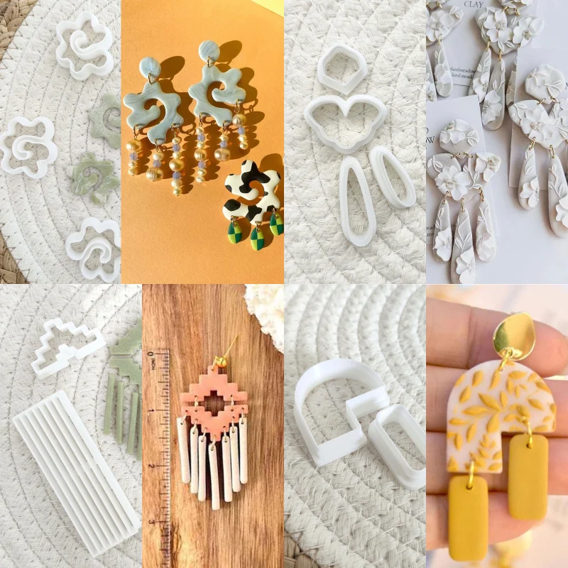 Polymer Clay Cutter New Earring Cutting Mold French Wave Curve Profile Bee Honeycomb Polymer Clay Cutter DIY Jewelry Pendant Pottery Tools