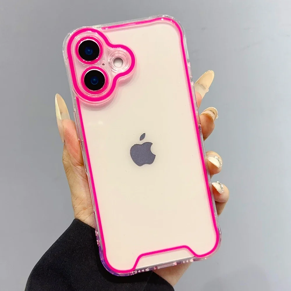 Luminous Neon Fluorescent Clear Phone Case with Camera Protection & Soft Shockproof Cover
