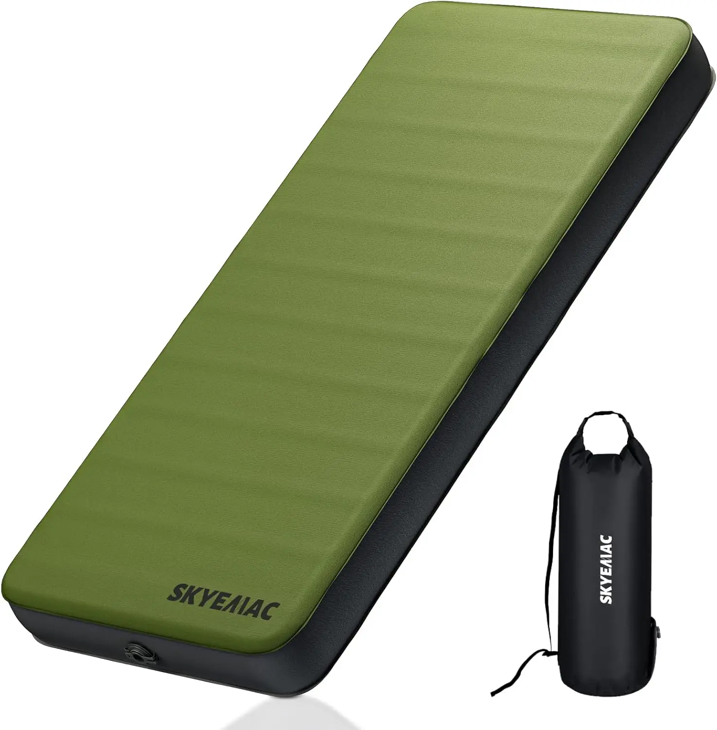 Inflating Sleeping Pad with 4 Inch Thick Foam Interior Comfort Plus Camping Sleeping Mattress, Inflatable Foam Insu
