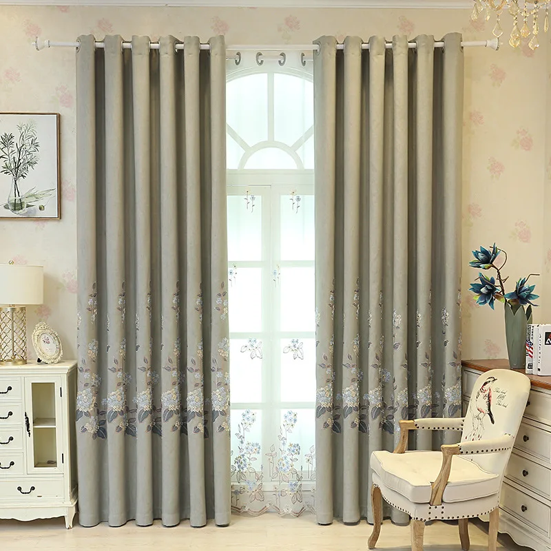 

Water Soluble Embroidered Curtain Fabric Yarn New Meteor Hemp Non Hollow Shading Model Curtains for Living Dining Room Bedroom