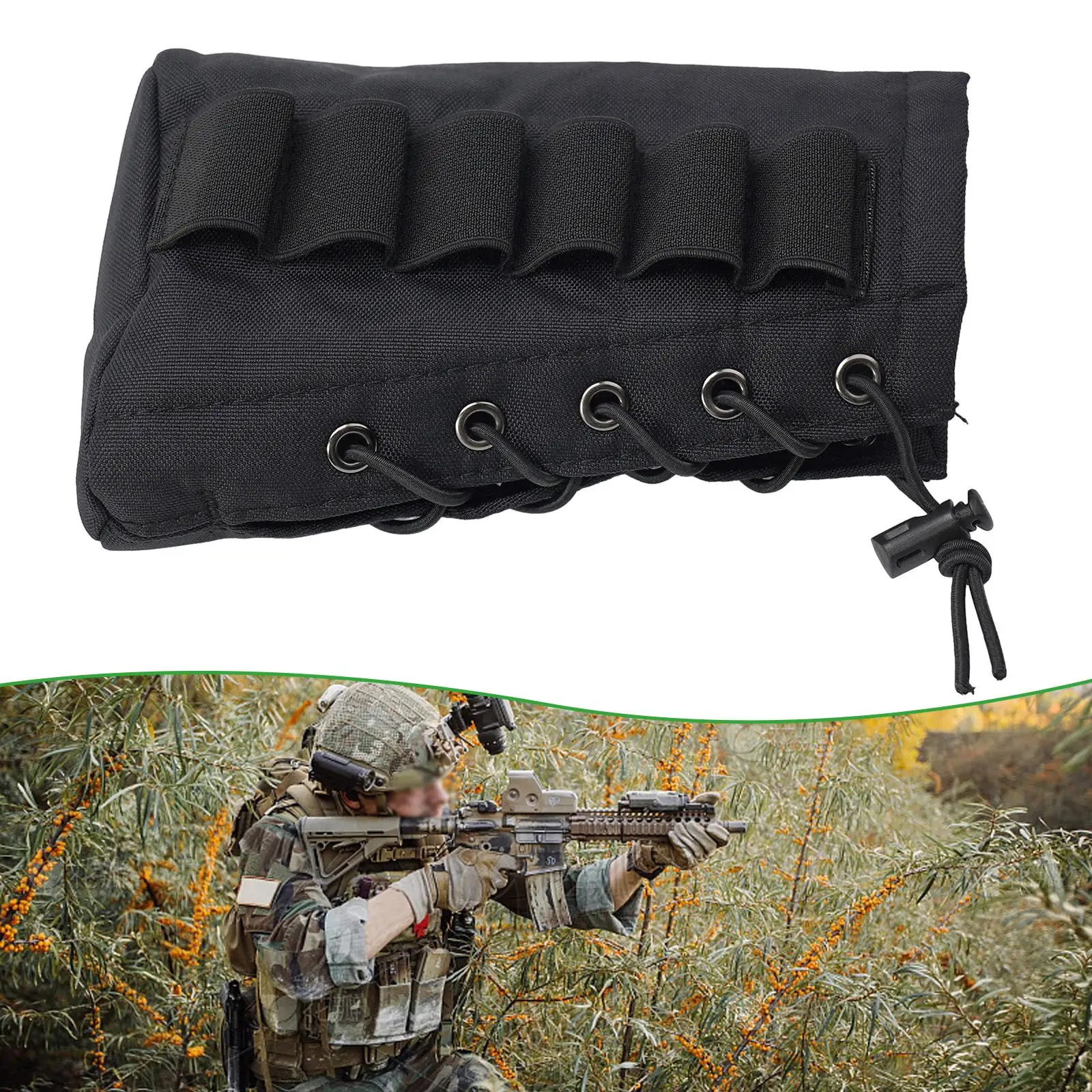 6 Rounds 18cm Cartridge Rifle Ammo Holder 12 20 Buttstock Bag For Hunting Outdoor Multifunctional Tacticals Rifle Stock Pack