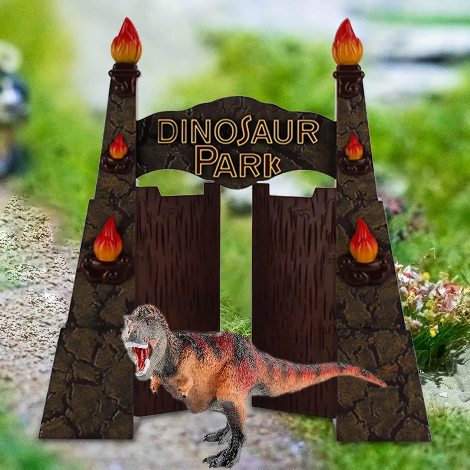 Accesorios de parque de dinosaurios para niños, decoración de fondo,  escultura de regalo, modelo de simulación, marco de puerta DIY, fiesta de  aventura de cumpleaños - AliExpress, image size:1600x1600