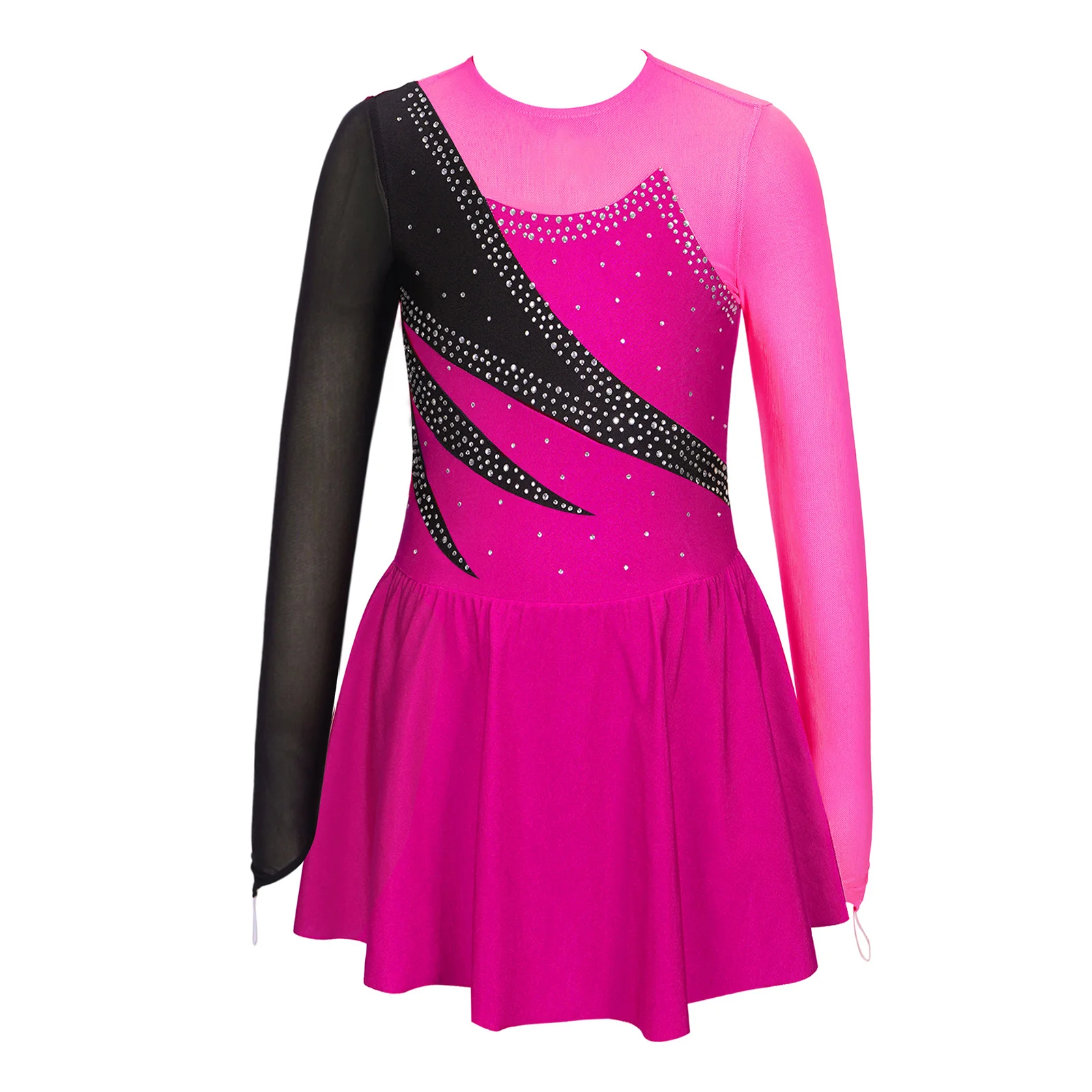 thumbnail image 1 of Niños Niñas patinaje artístico Ballet tutú vestido de baile de salón escote redondo brillante Rhinestone gimnasia Ballet leotardos disfraz, 1 of 5