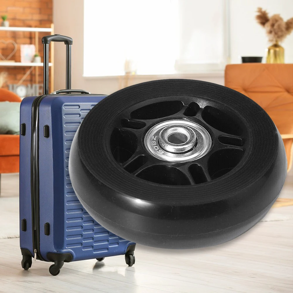 1 Pair Rubber Casters Mute Suitcase Wheels with Metal Bearings Axles Screw Trolley Case Wheels Wear Resistant Deluxe Repair Tool