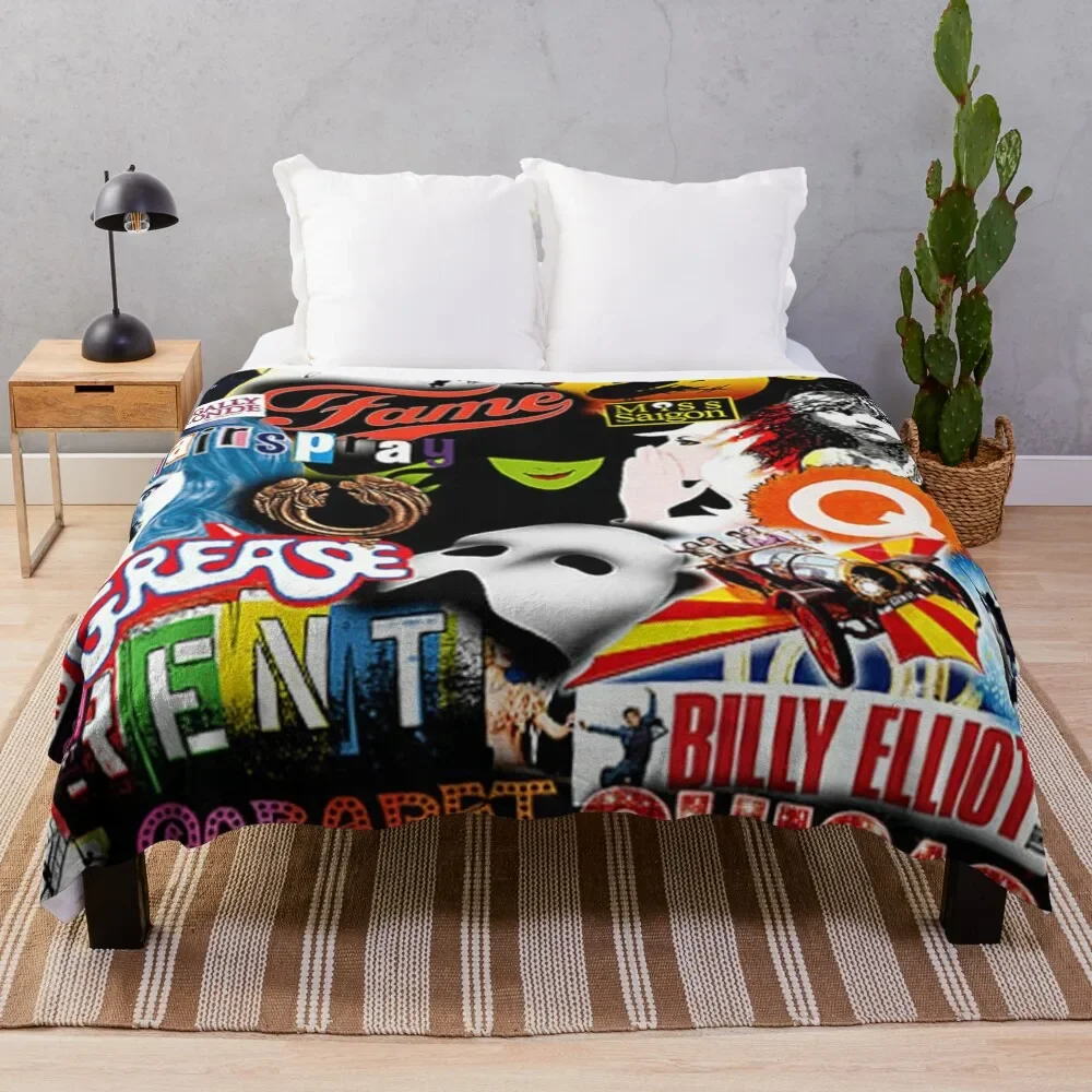 

Broadway Musical Collage Throw Blanket Soft Big halloween Decorative Sofa Blankets