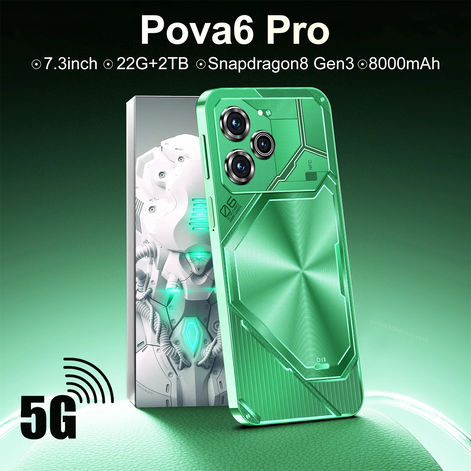 Оригинальный смартфон Pova 6 Pro, телефон с яркостью 7,3 дюйма, 16 ГБ + 1 ТБ, две SIM-карты, мобильные телефоны 50 + 108 МП, Android 14, разблокированный телефон