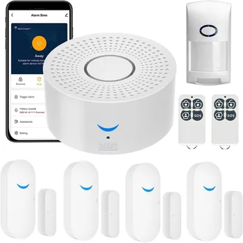 Wireless WiFi Smart Home Automation Security Alarm System With Door Sensor Motion Sensor Smart Life App Burglar Alarm Siren 1