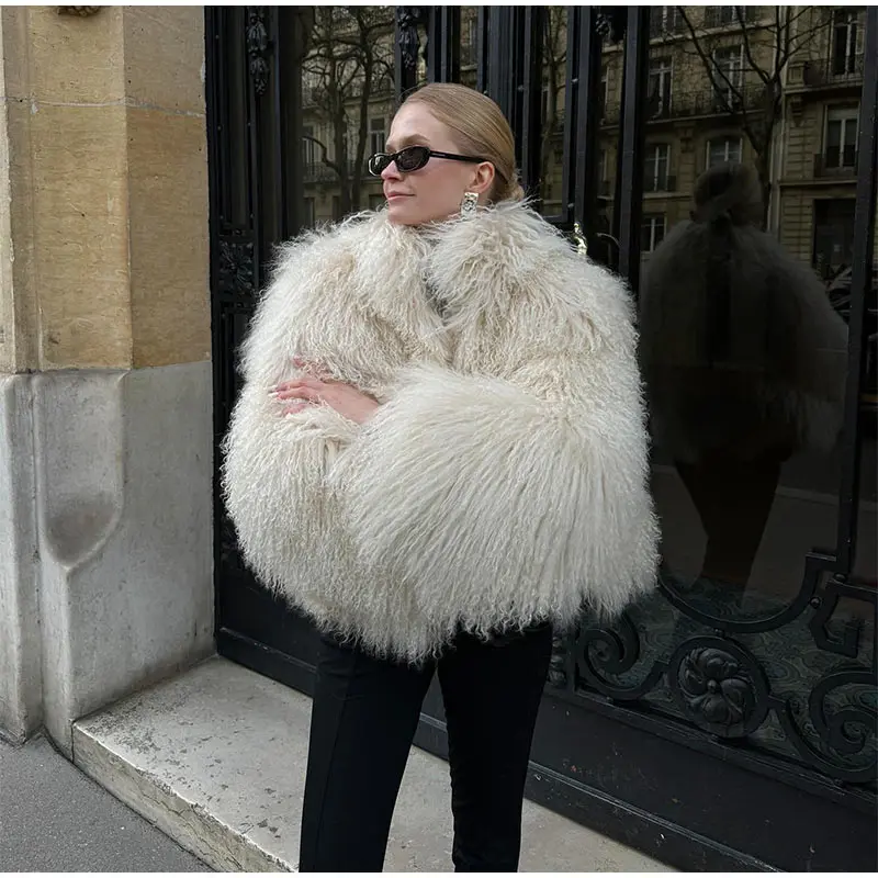 Solid Color Plush Women's Coat Fashion Fluffy Faux Fur Jacket  Long Sleeve Warm Cardigan Coat 2024 Lady Winter Street Outerwear 3
