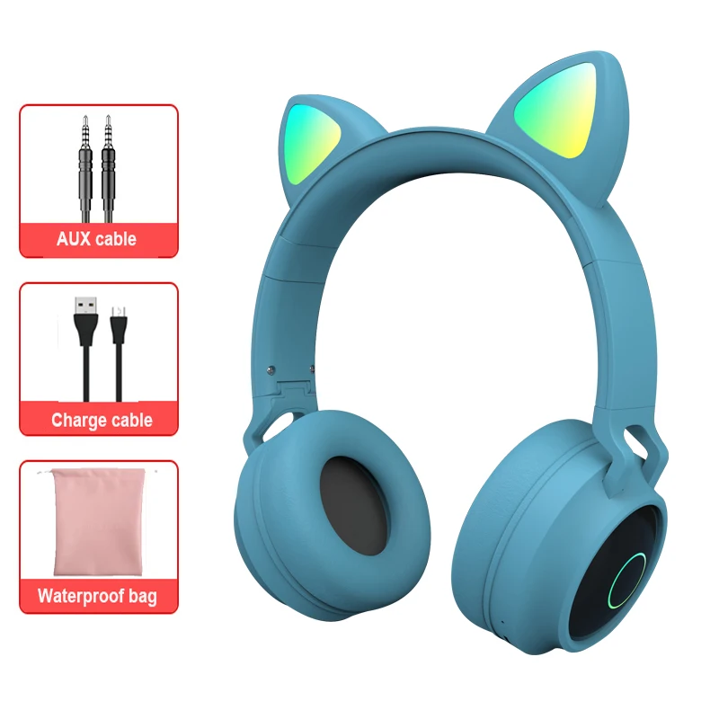 Auriculares Inalambricos De Niño Ledstar Cat Azul — ZonaTecno