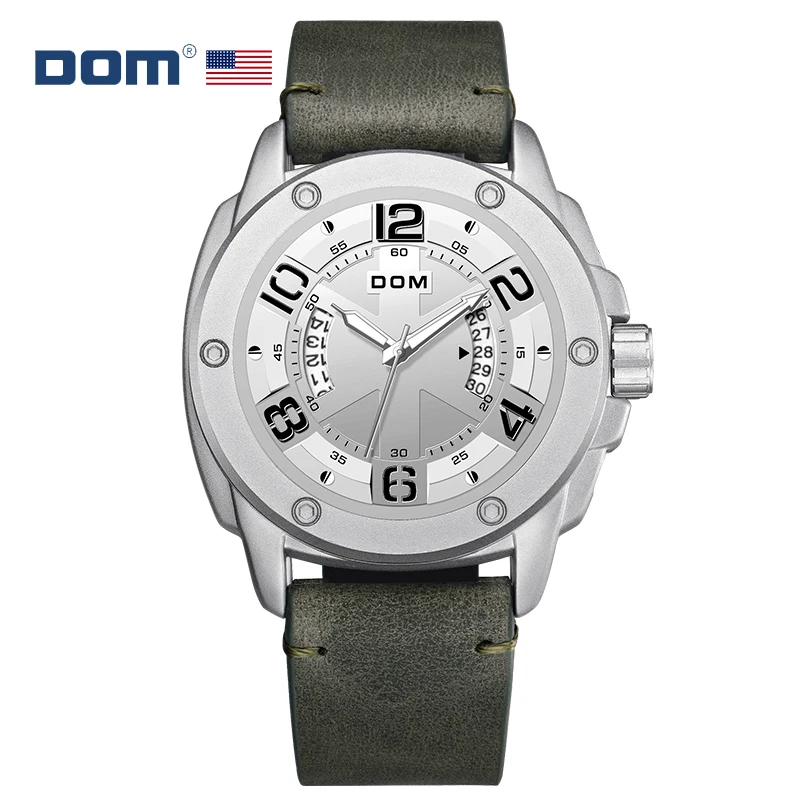 DOM Fashion Casual Waterproof Luminous Large Dial Chronograph Business Quartz Simple Men's Watch M-1228