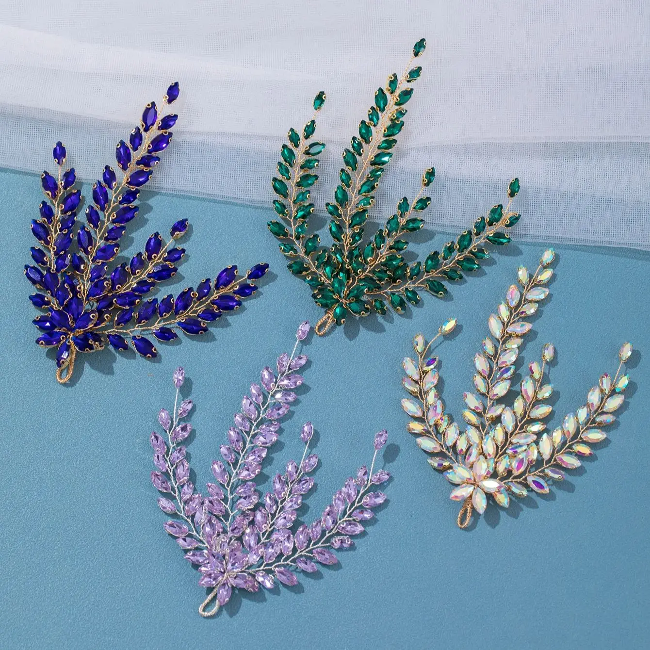 Bridal Hair Accessories Hair Accessories Bridal Jewelry Set Fashion Leaf Zircon Bridal Headpiece Tiara Accessories for Women Luxury Girls Crystal Hairclip Wedding Jewelry
