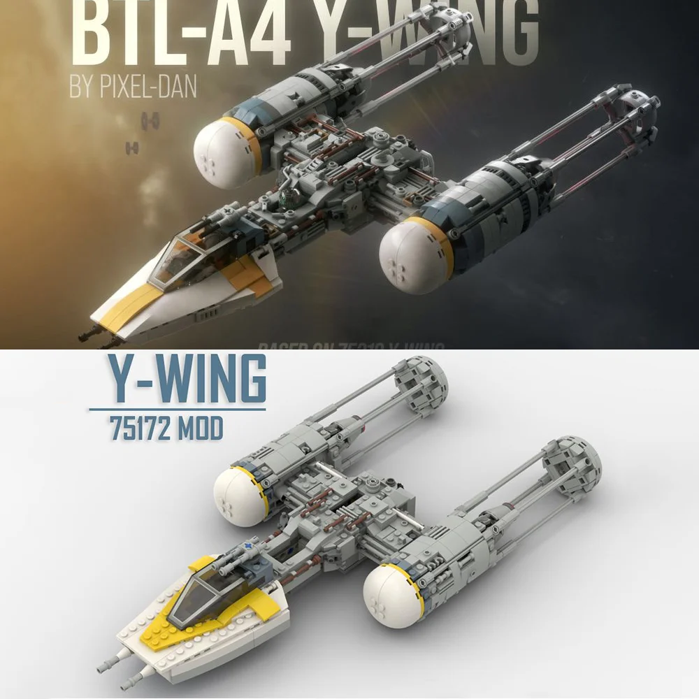 Pixel-DANs MOC Y-Wing 우주 전투기 모델, DIY BTL-A4 UCS 창의적인 아이디어, 어린이 장난감, 생일 선물 빌딩 블록 75172, 신제품