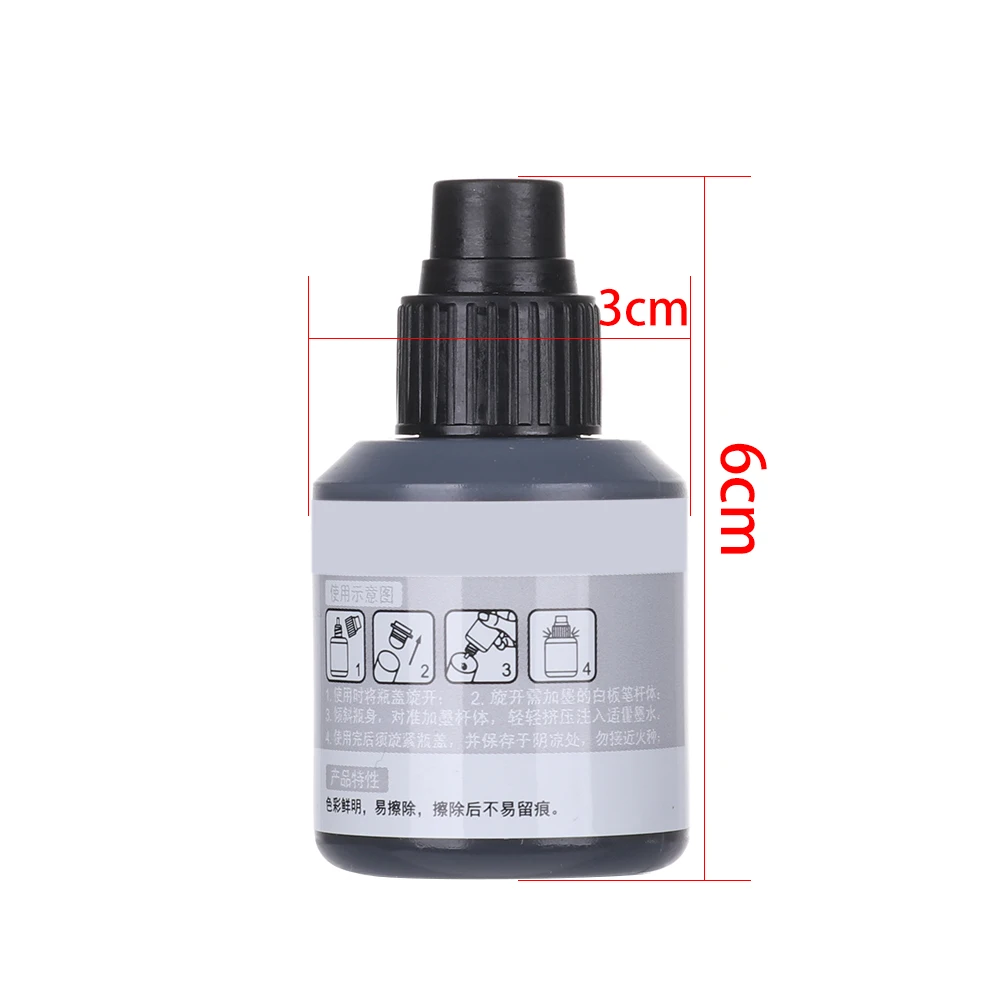 Whiteboard Pen Ink 12ml Refill Instantly Dry Erasable for School Office Supplies Stationery Black Red Blue