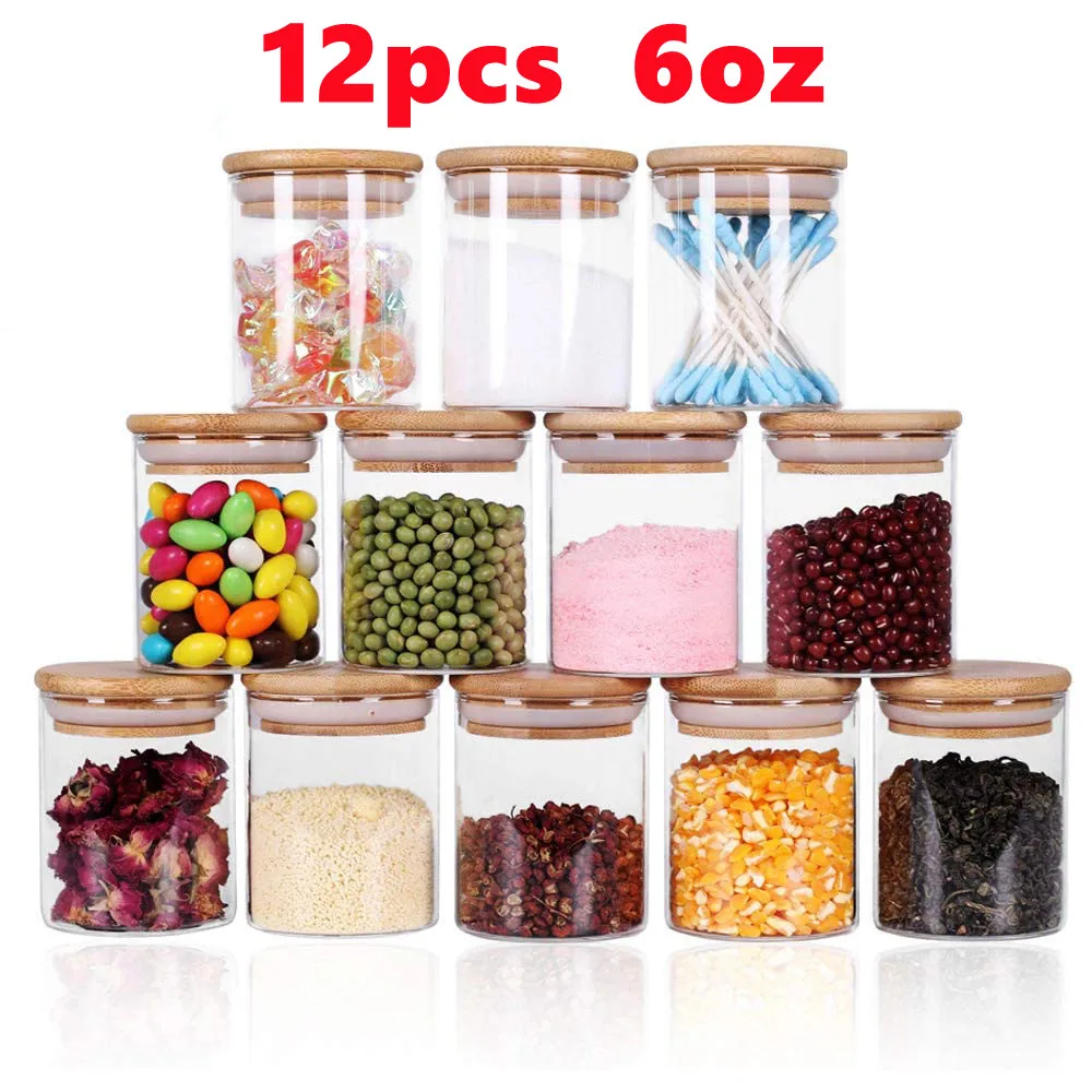 175ml Glass Kitchen Canisters with Airtight Lid Glass Storage Jars Kitchen  Organization for Flour Sugar Coffee Bean Candy Snack - AliExpress