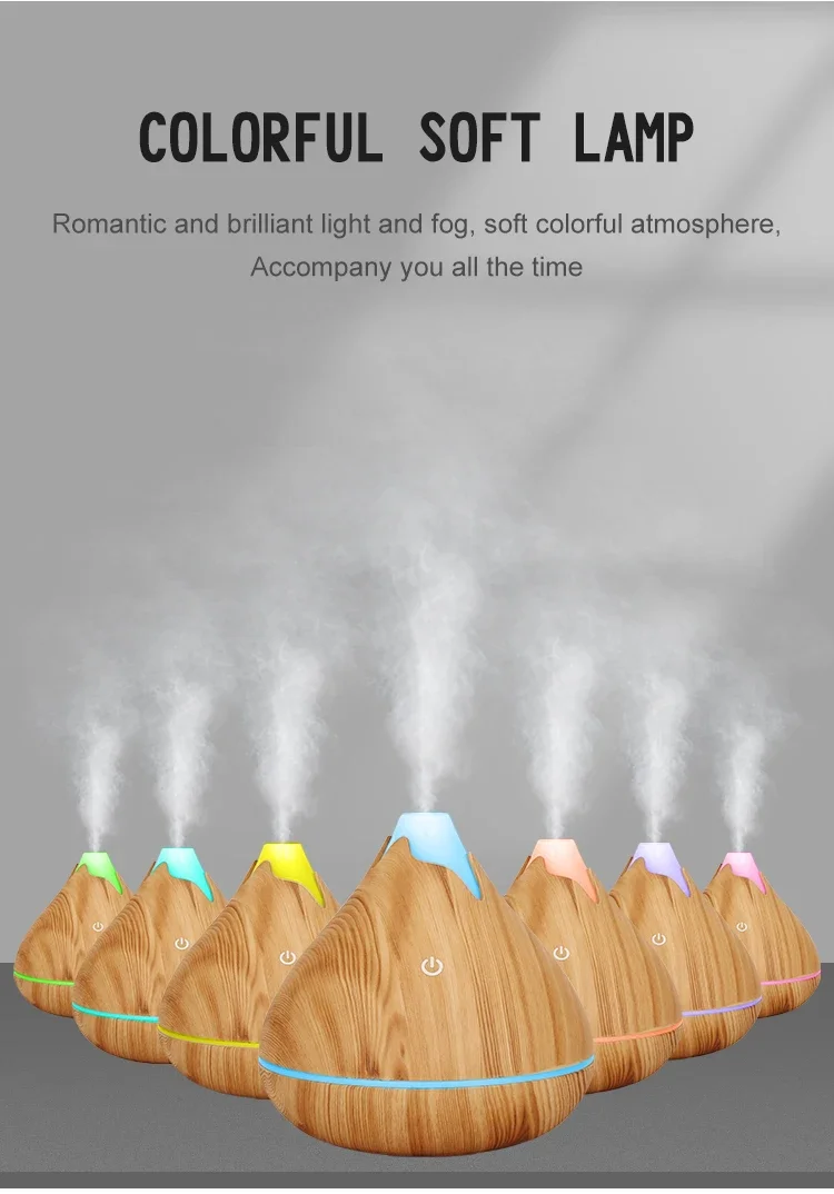 Aroma Diffuser Ultrasonic Wood Grain Humidifier With 7 Led Colors_voghion.com