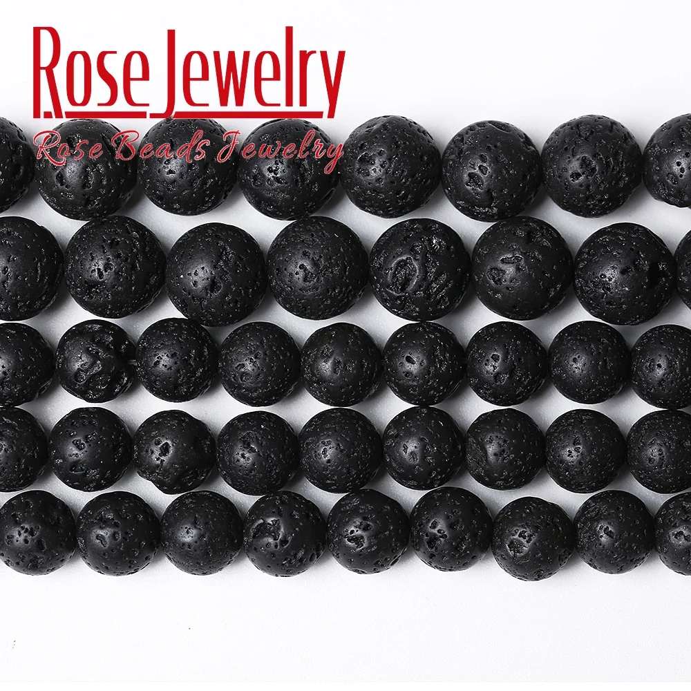 natural stone beads Volcanic Lava Natural Stone Beads Colorful Black Round Rock Lava Loose Beads 6mm-12mm For DIY Necklace Bracelet Jewelry Making
