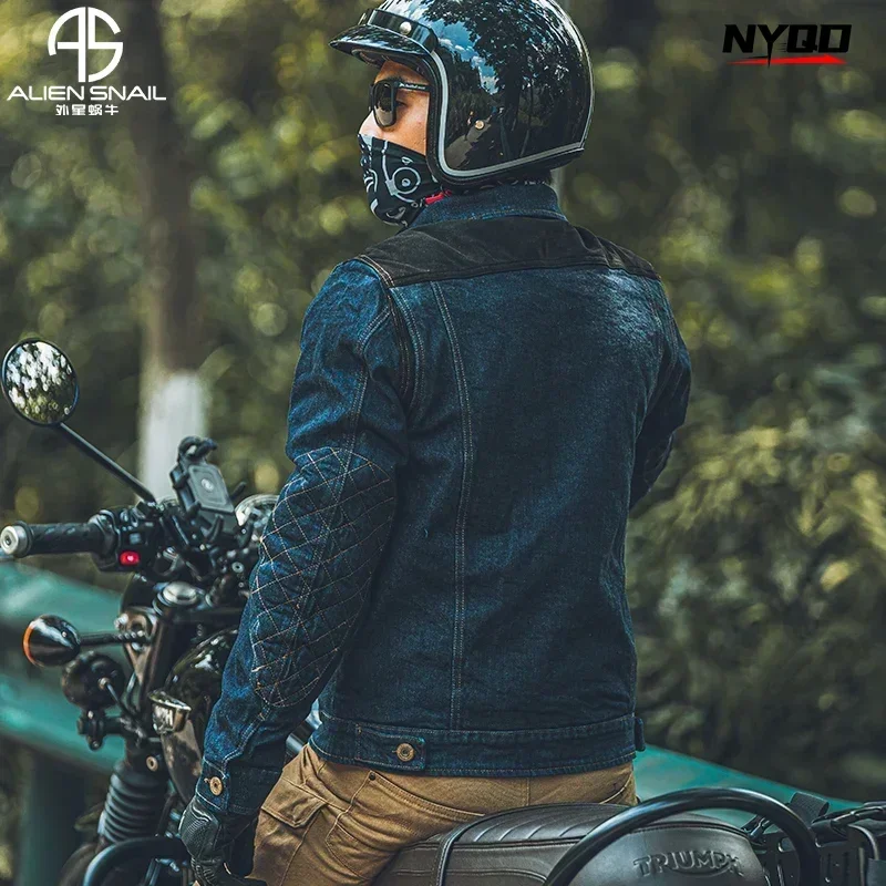 ジャケット・アウター LIDNM SILK DENIM MORTORCYCLE COAT Blue Jean Motorcycle Jacket | Moto Denim Jacket - Jackets
