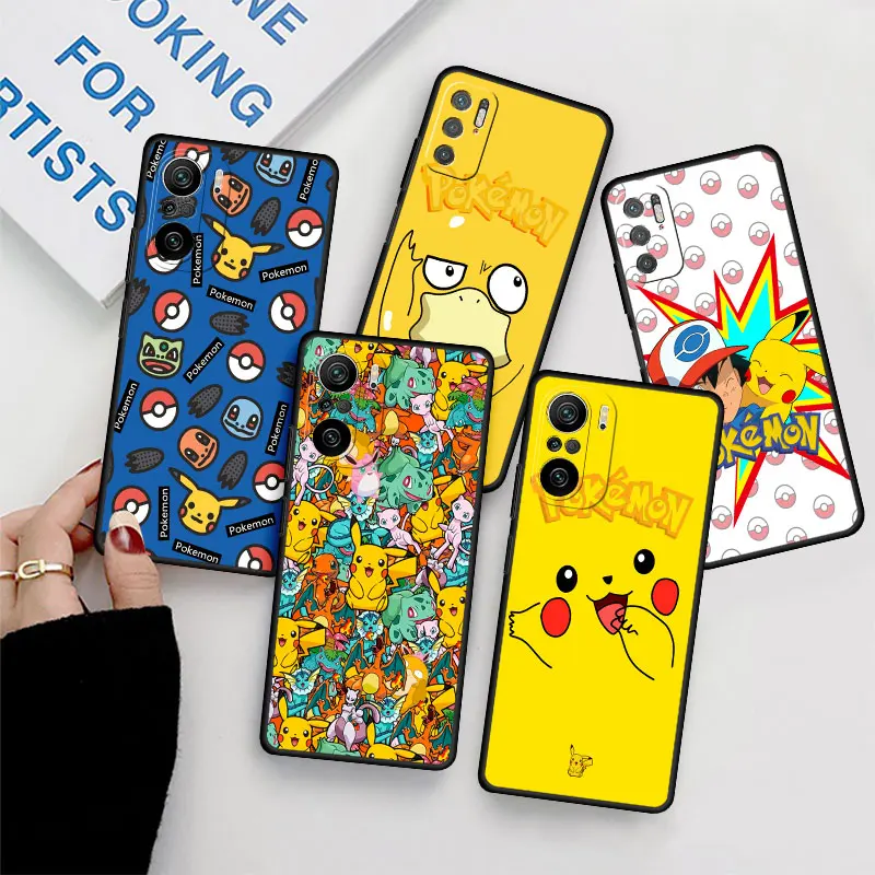 

Case For Xiaomi Redmi Note 11 12 10 9 Pro 11S 12S 10S 9S 8 Luxury Black Soft Phone Cover Silicone Funda Funny Cute Pokemon Shell