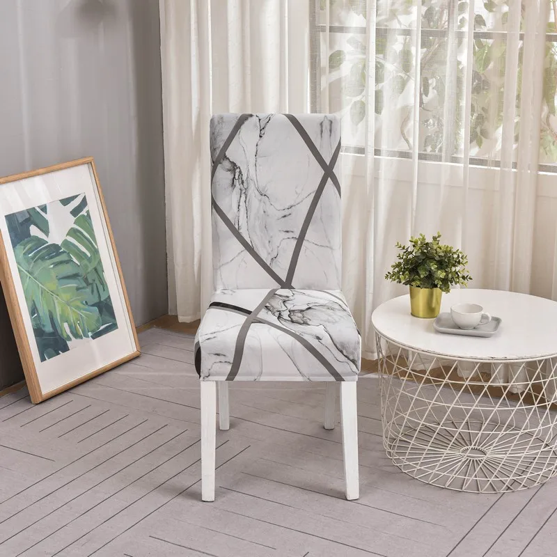 1PC Geometric Chair Cover for Dining Room Elastic Universal Seat Chair Covers Slipcovers for Kitchen Wedding Banquet Home Decor 4