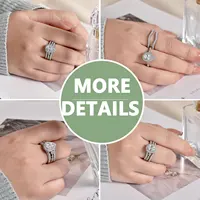 Newshe 2 Pieces 925 Sterling Silver Engagement Ring Enhancer Wedding Band for Women Pear Cut AAAAA Zircon Jewelry Size 4-13 - Image 5