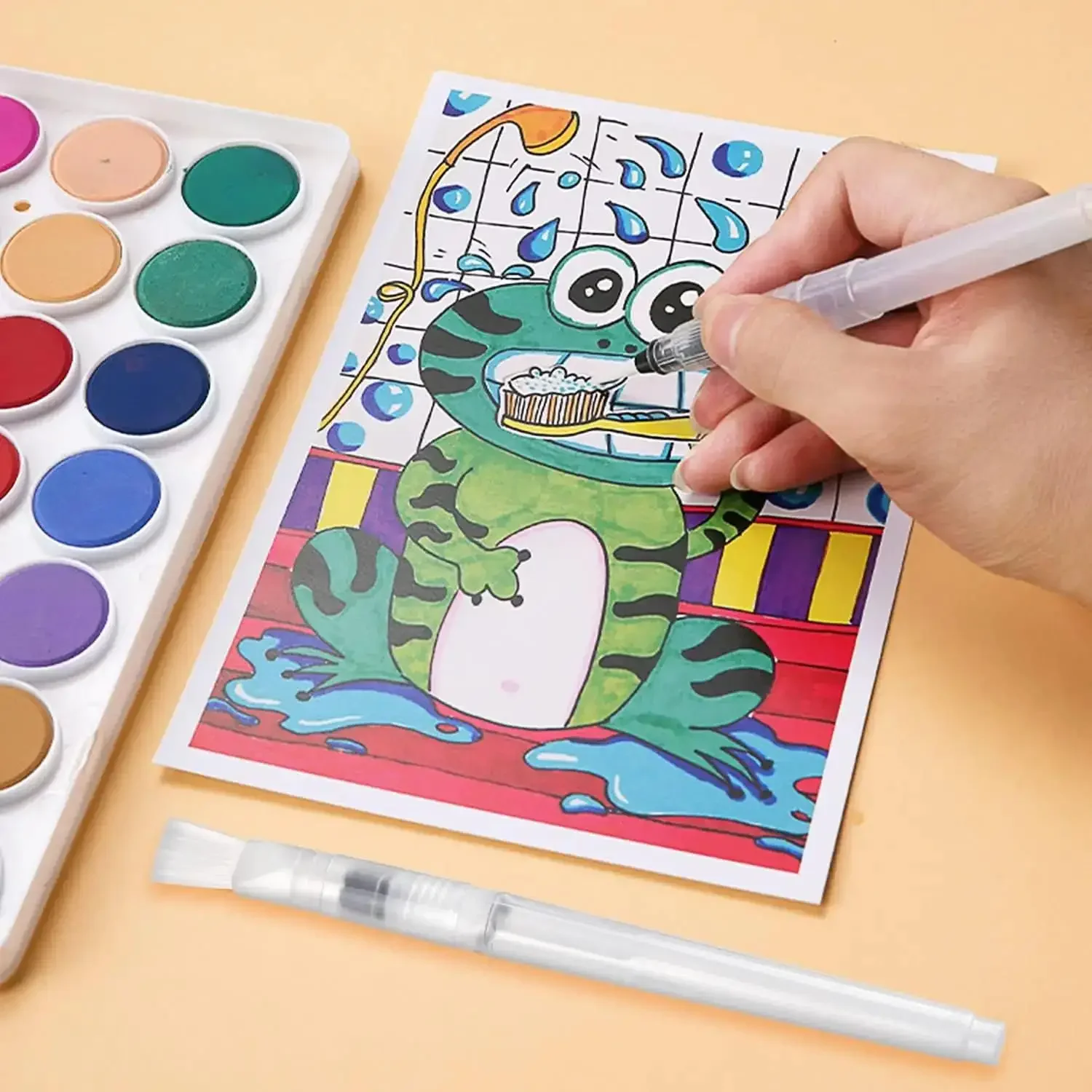 6pcs refillable watercolor pens, watercolor brushes for sketching, watercolor pens, anime comics 5