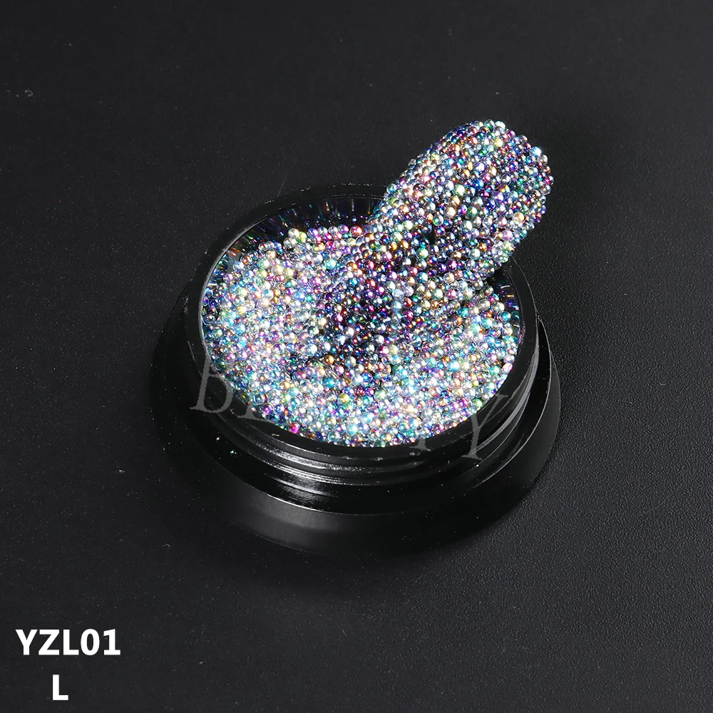 6 Flaschen Pixie Kristalle Für Nägel - Mikro-Kaviar-Perlen 0,6-2 Mm, Holografisch, Für Nageldesign