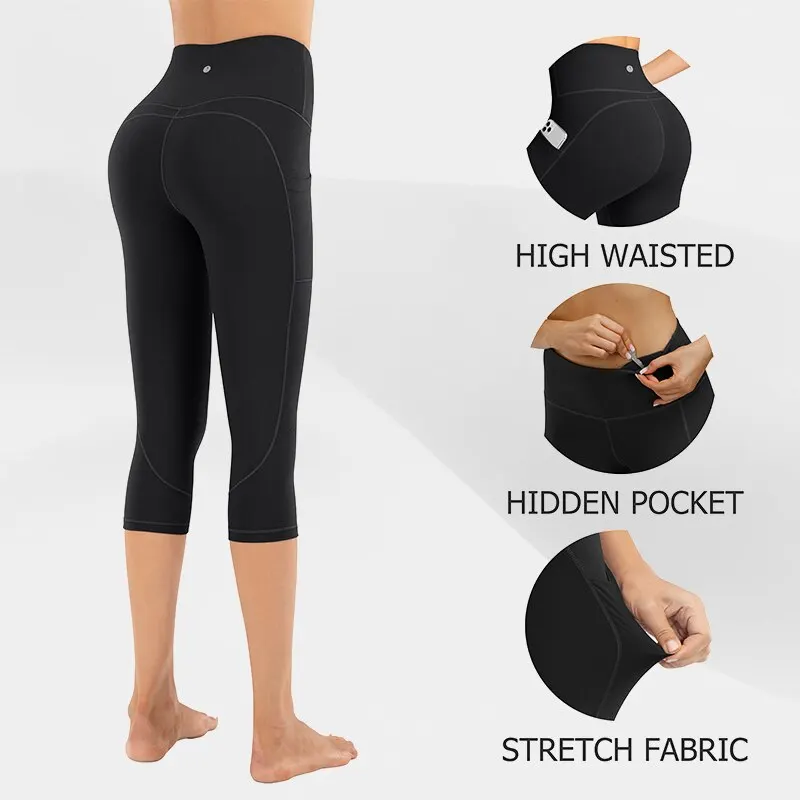 THE GYM PEOPLE Tummy Control Workout Leggings with Pockets High Waist Athletic  Yoga Pants for Women Running Hiking