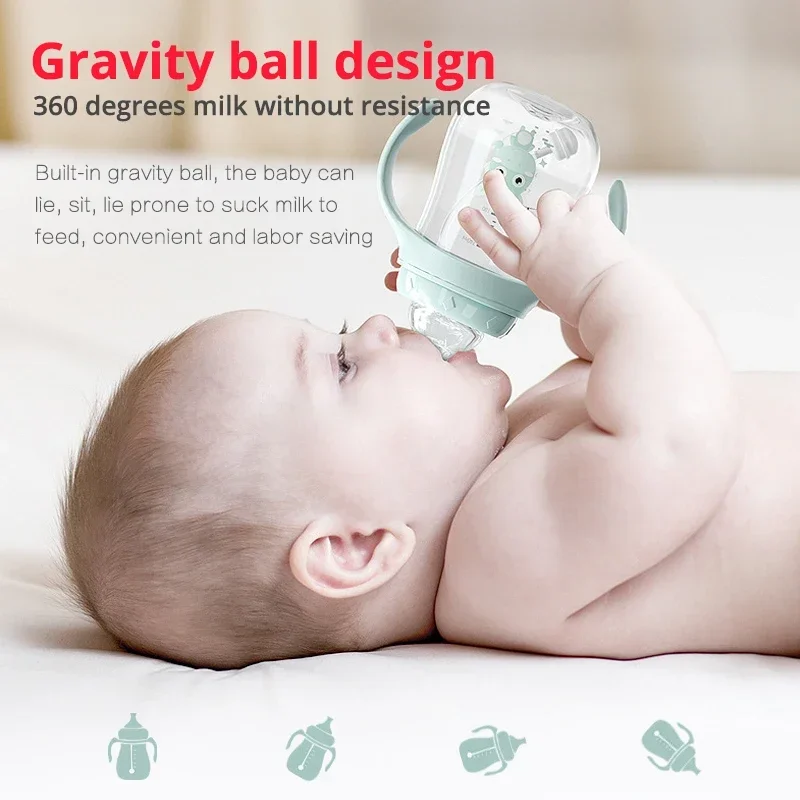 240ML baby Bottle Drinking Cup Feeding Bottle Wide Diameter Multi-Purpose Milk Drinking BPA-Free
