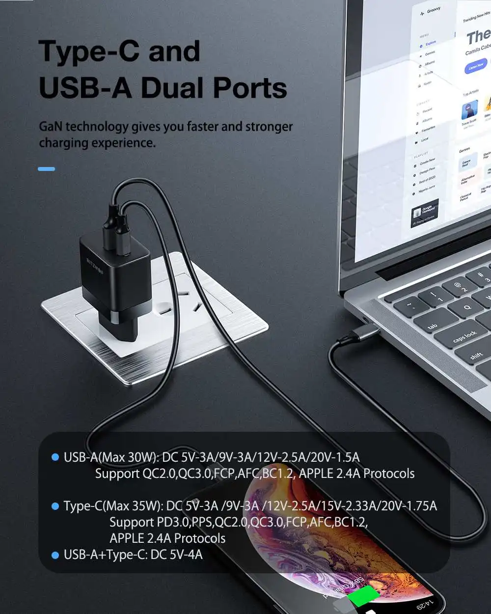 BlitzWolf BW-S21 Mini 35W GaN Wall Charger description image 7