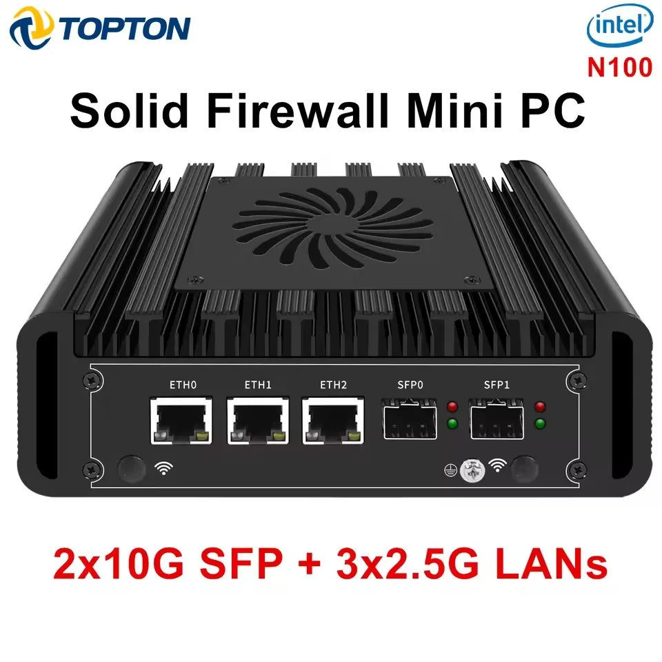 Topton 2x10G SFP 3x2.5G LANs קיר אש מוצק מיני PC Intel i3 N305 N300 N150 DDR5 NVMe Proxmox pfSense OPNsense מארח שרת ביתי