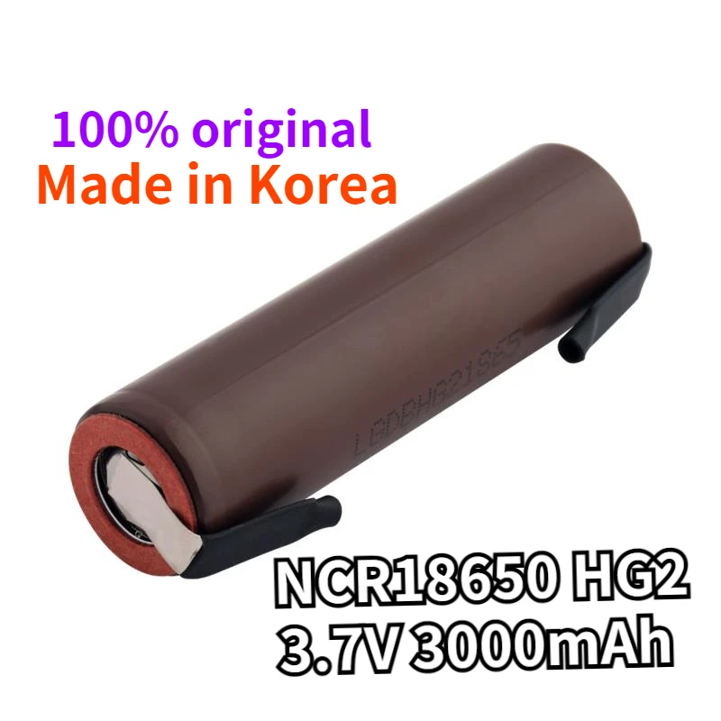 Original Battery 18650 HG2 3000mAh with Strips Soldered Batteries for Screwdrivers 30A High Current + DIY Nickel Inr18650 Hg2