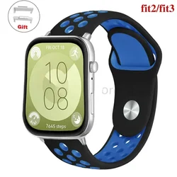 Breathable Silicone Sport Watchband - Vitality Collection - huawei fit 3 (13 black blue)